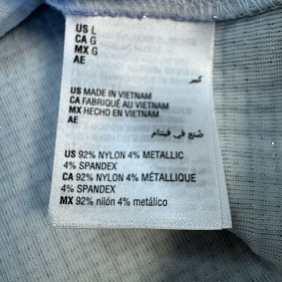 INC International Concepts Sequin Mesh Top Silver Shimmer Party Blouse L - Picture 9 of 10